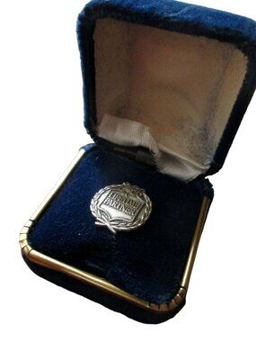 "Lifetime Partner" Pin Badge Sterling Silver Decorative Wreath Design In Box